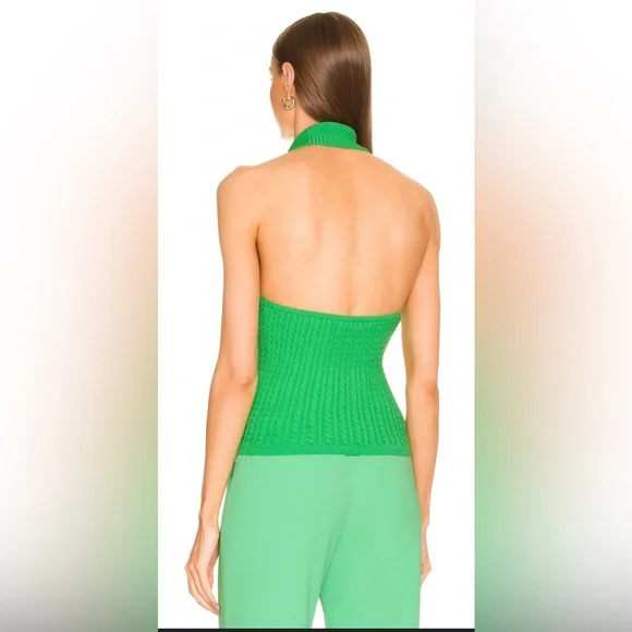 Alice + Olivia Ike Green Cable Halter Top Small $295 - Picture 2 of 9